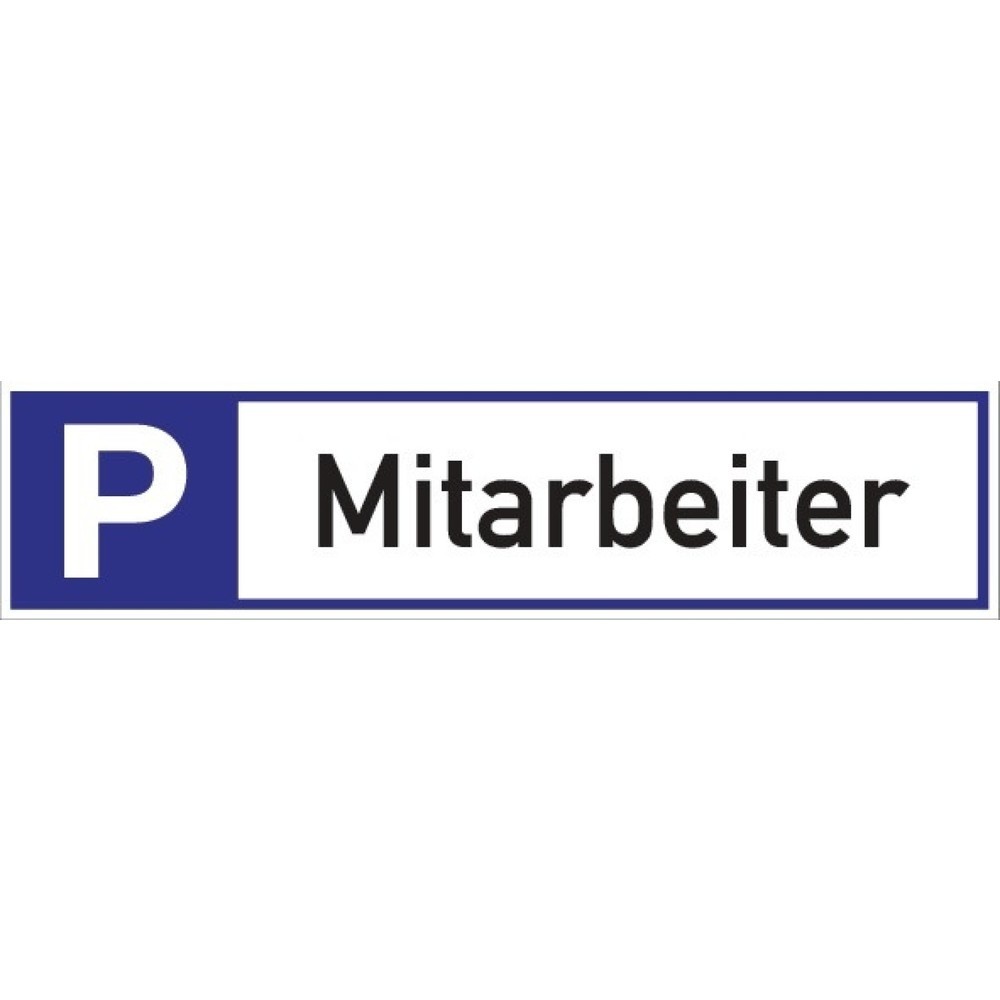 Illustration du produit: Panneau de signalisation pour parking, L460xl110 mm, parking pour collaborateurs, aluminium blanc / bleu / noir