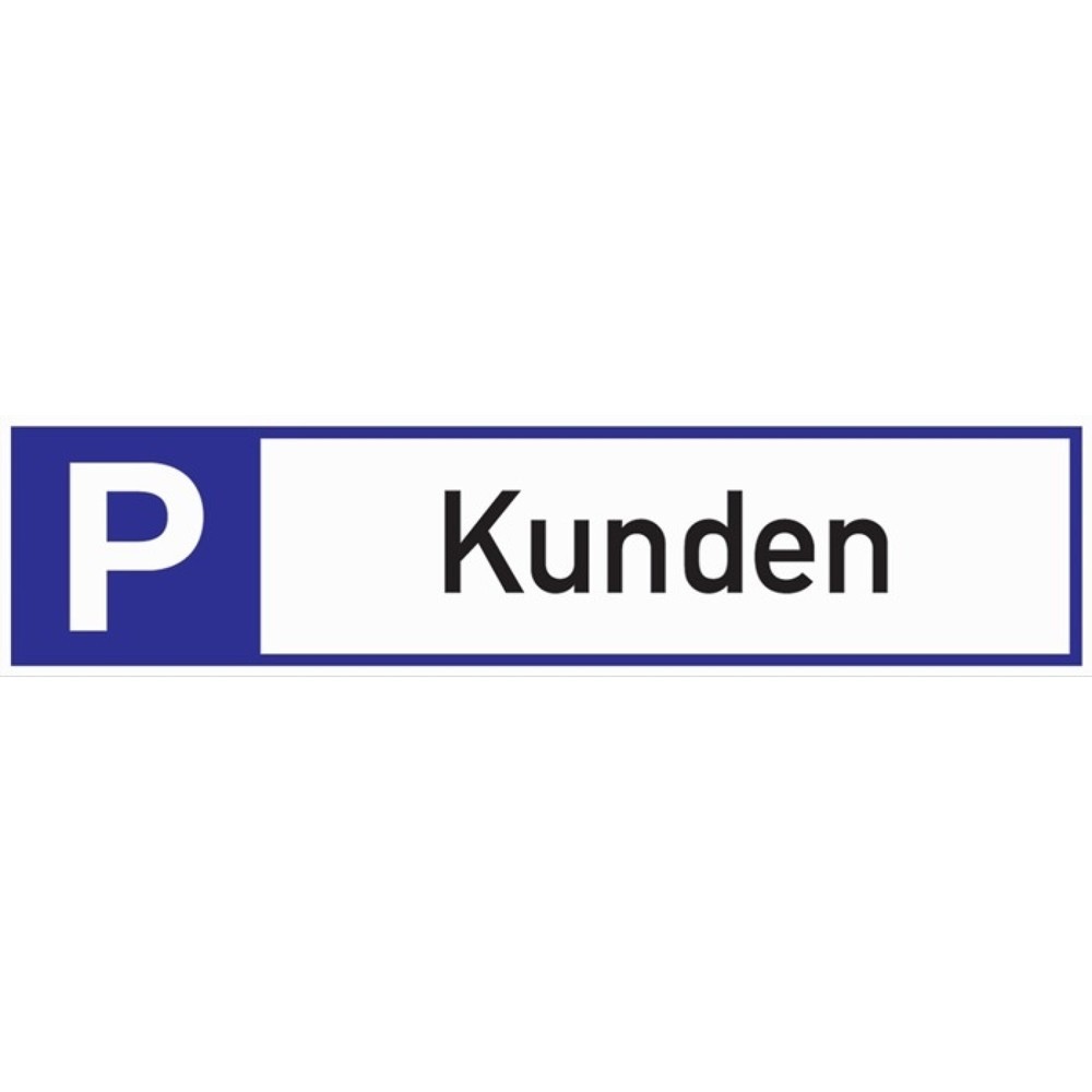 Illustration du produit: Panneau de signalisation pour parking, L460xl110 mm, parking pour clients, aluminium blanc / bleu / noir