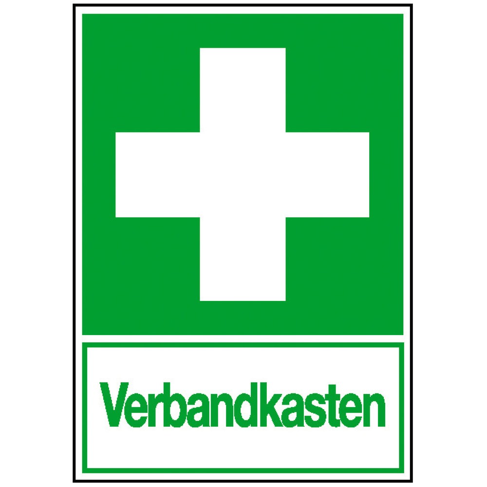 Illustration du produit: SafetyMarking® Mallette de premiers secours, image + texte, H x l 300 x 200 mm, aluminium HI
