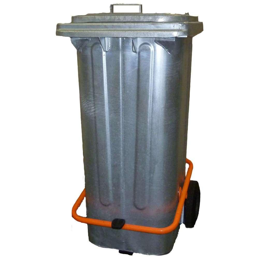 Imagen del producto: Cubo de basura de chapa de acero galvanizado en caliente de 120 litros con ruedas y pedal