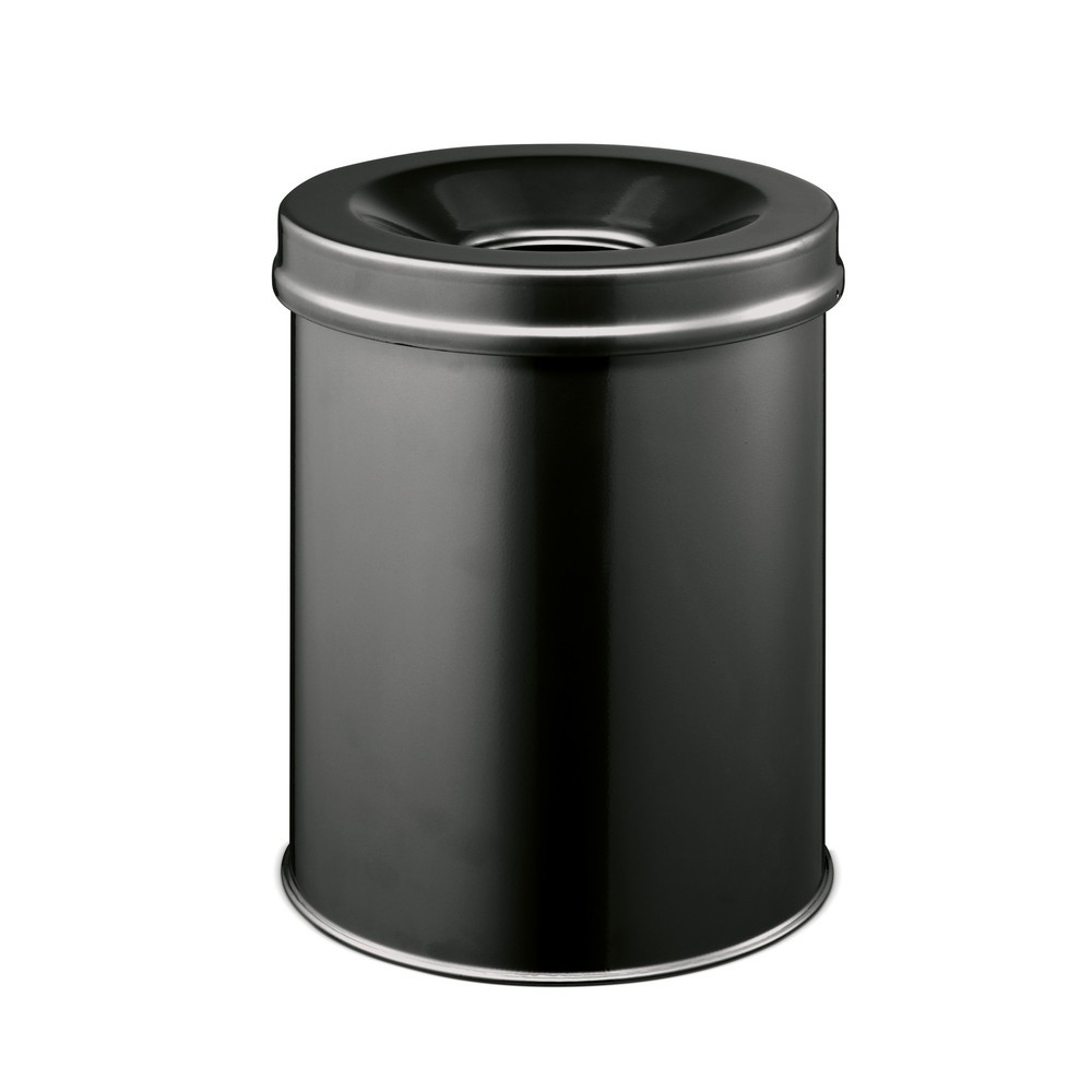 Imagen del producto: Papelera Durable de acero, 15 litros, con cabezal apagallamas, negro