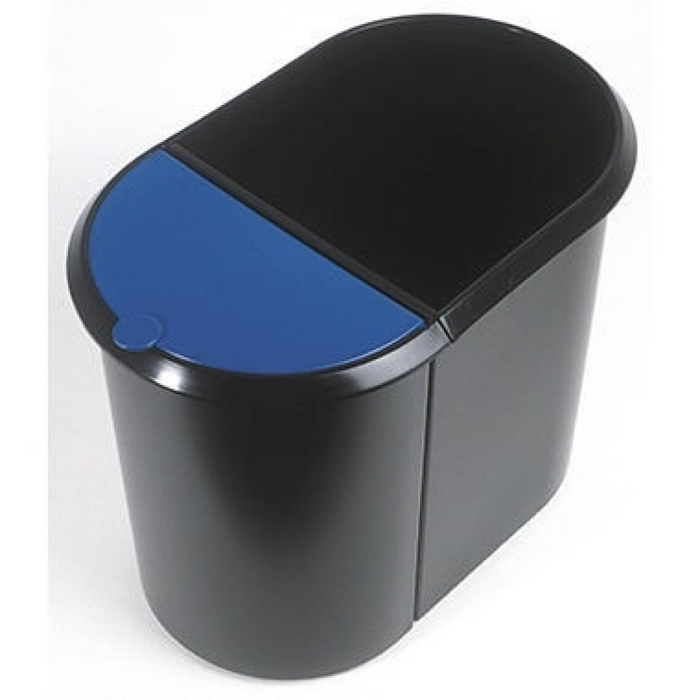 Produktabbildung: helit Papierkorb Duo-System H6103993 29l oval Kunststoff sw/bla