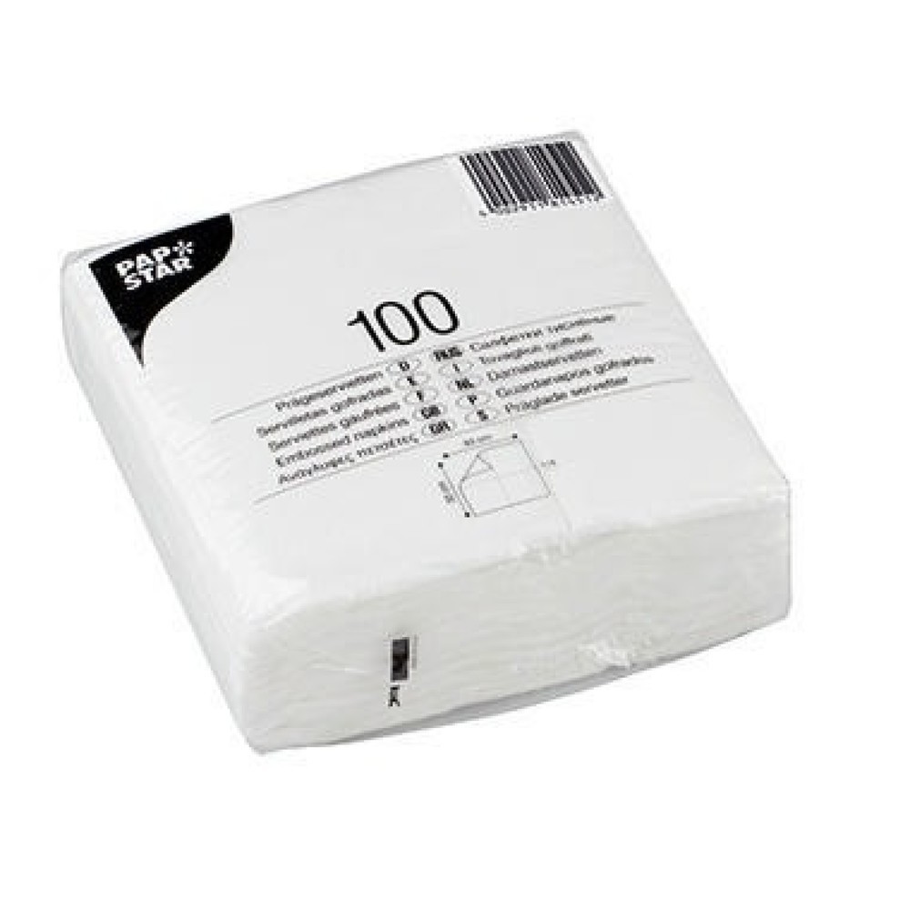 Produktabbildung: PAPSTAR Serviette 81451 33x33cm 1lagig weiß 100 St./Pack.