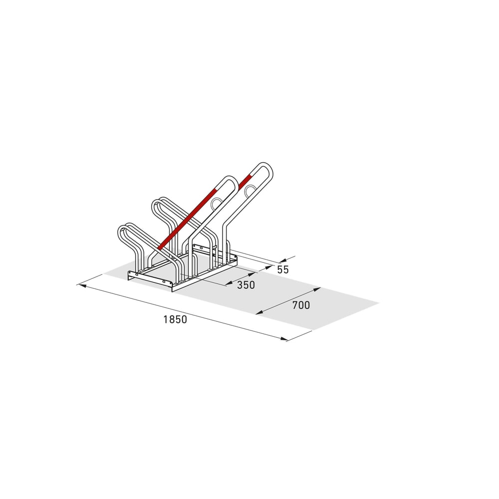 N° de l'image du produit 8 : wsm® Parc à vélo, stationnement d’1 côté, 2 emplacements, écart entre les roues 350 mm