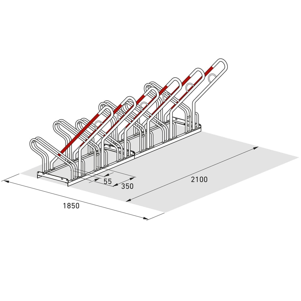N° de l'image du produit 8 : Parc à vélo, stationnement d’1 côté, 6 emplacements, écart entre les roues 350 mm