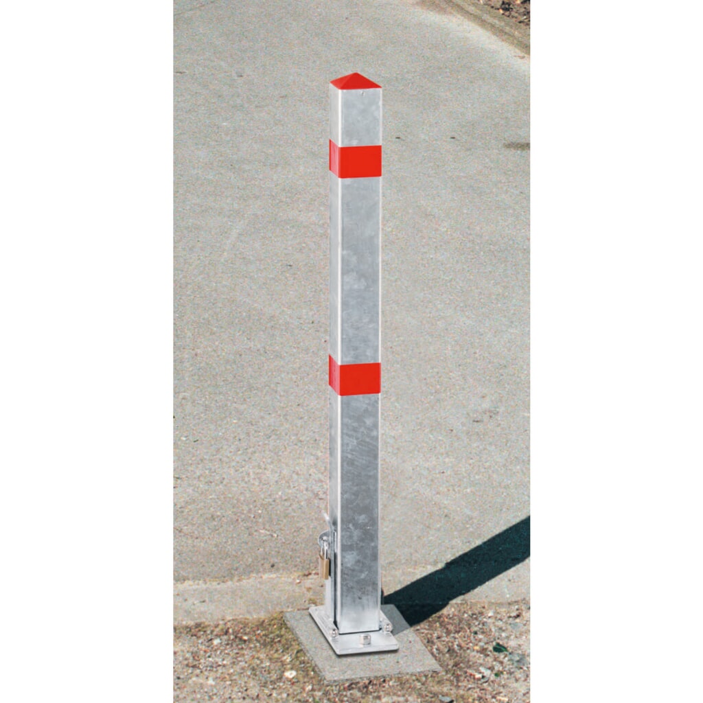 Produktabbildung: URBANUS Parkpfosten, umlegbar, Vierkant 70x70 mm zum Aufdübeln, rot