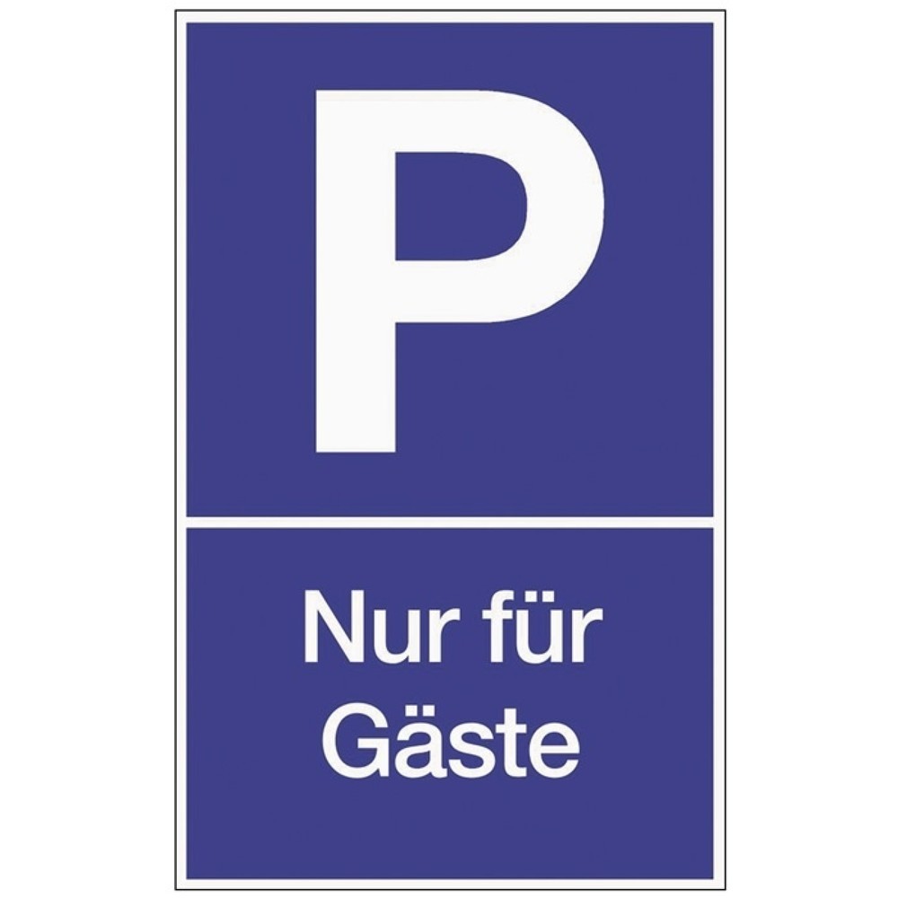 Produktabbildung: Parkplatzbeschilderung, L250xB400 mm, Parken für Gäste, Kunststoff blau/weiß