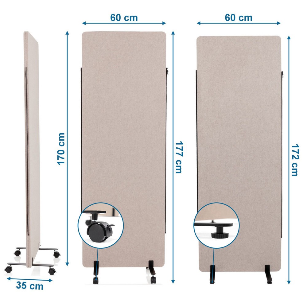 N° de l'image du produit 5 : Pièce centrale hjh OFFICE pour système de parois de séparation FLEXMIUT, taupe