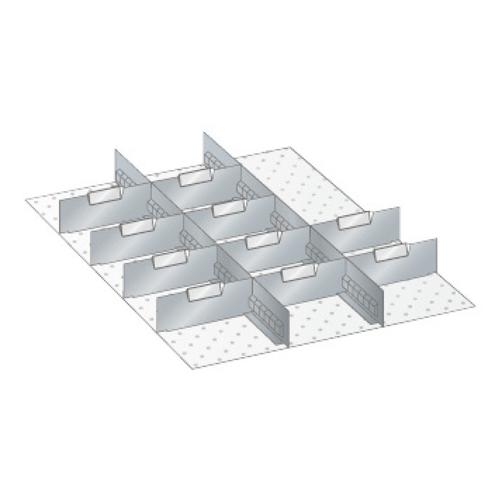 Illustration du produit: Parois enfichables et cloisons de séparation pour armoires LISTA, 2 parois à fentes, 10 plaquettes de séparation, pour hauteur de façade 100 mm