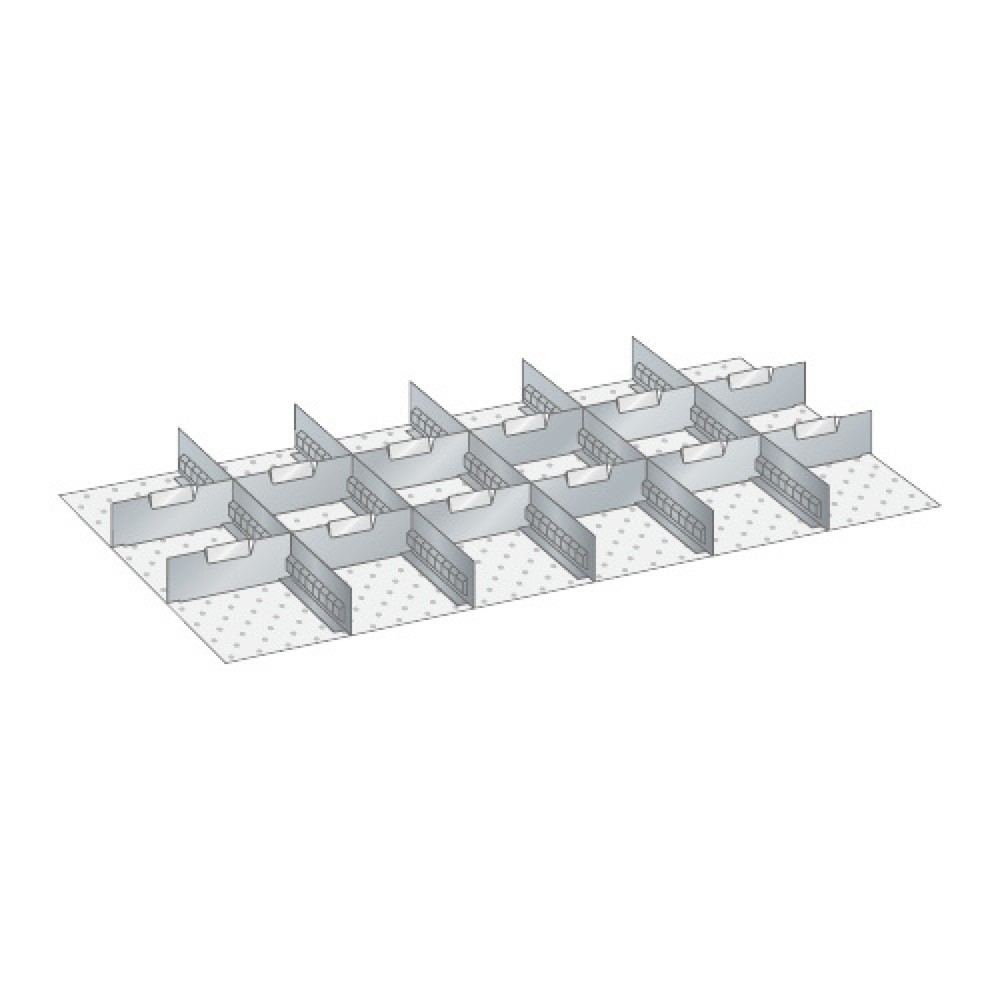 Illustration du produit: Parois enfichables et cloisons de séparation pour armoires LISTA, 5 parois à fentes, 12 parois de séparation, pour hauteur de façade 75 mm, lxP 918 x 459 mm