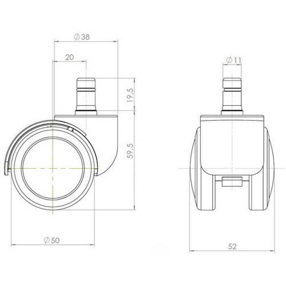 N° de l'image du produit 4 : 5x roulettes pour sols durs hjh OFFICE ROLO 11mm / 50mm Roulettes de chaise de bureau pour sols durs, (lot de 5)