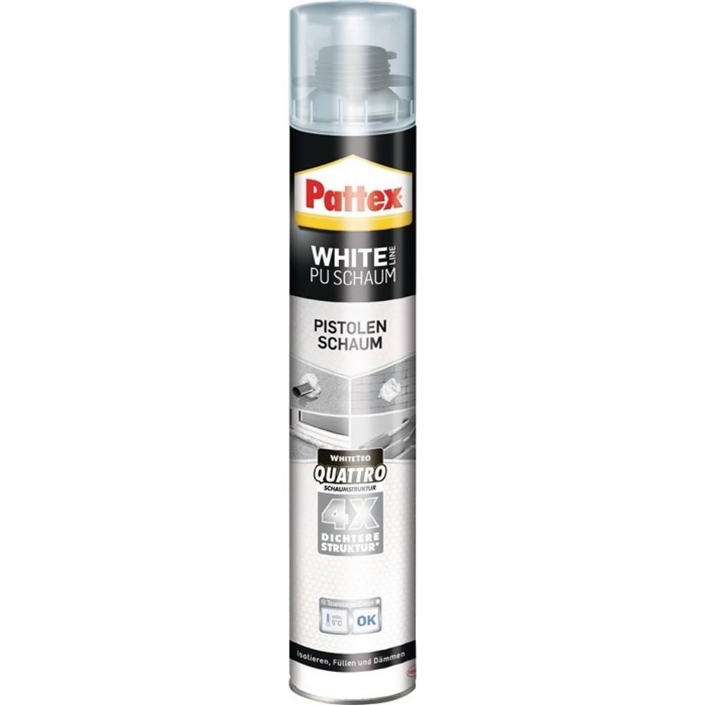 Produktabbildung: PATTEX 1K-Pistolenschaum White Line PUS75 750 ml B2 weiß m.Einw.-Handsch.Dose