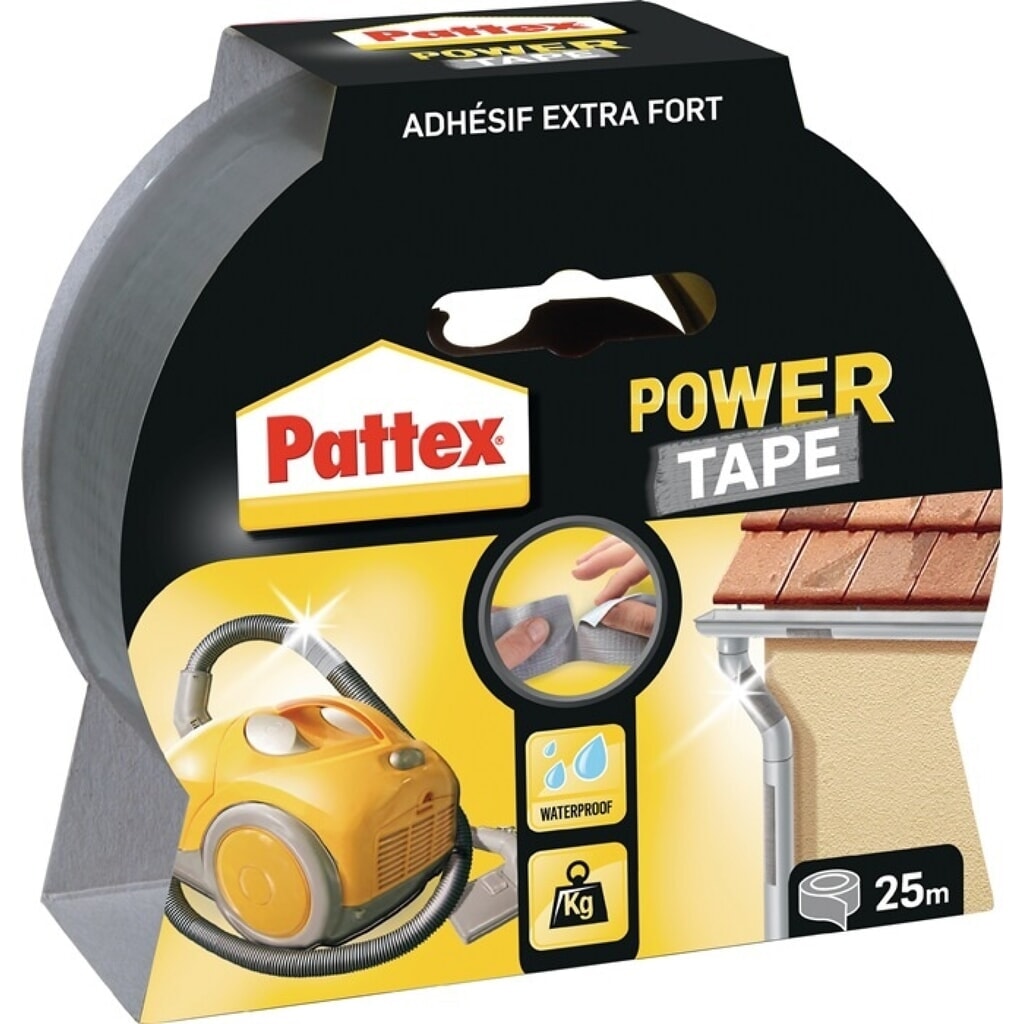 Produktabbildung: PATTEX Gewebeband Power-Tape, Länge 25 m Breite 50 mm, silber-grau, Rolle