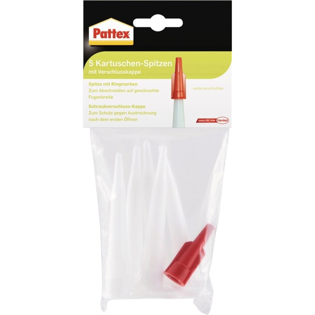 PATTEX Kartuschenspitzen PFWKS Ku.5 Spitzen,1 Verschlusskappe Btl Produktabbildung: PATTEX Kartuschenspitzen PFWKS Ku.5 Spitzen,1 Verschlusskappe Btl