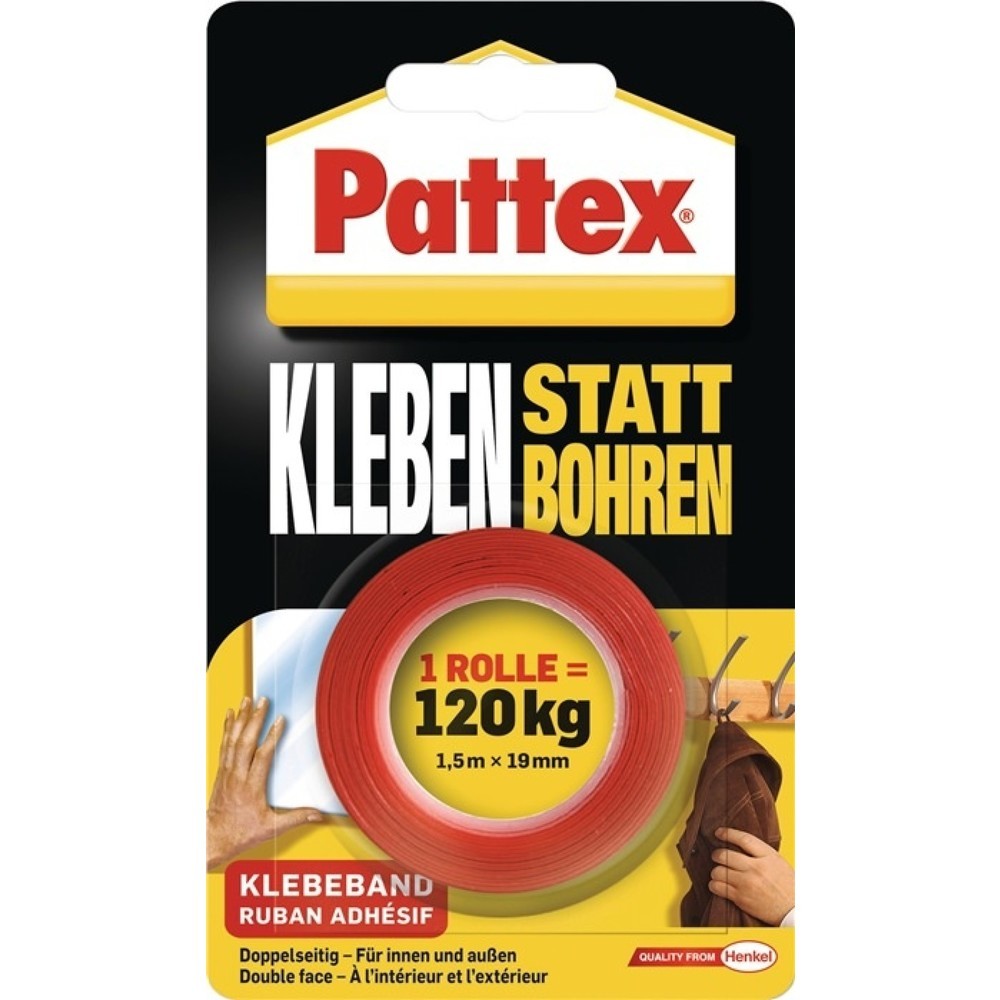 Produktabbildung: PATTEX Montageband Kleben statt Bohren transl.L.1,5m B.19mm Rl