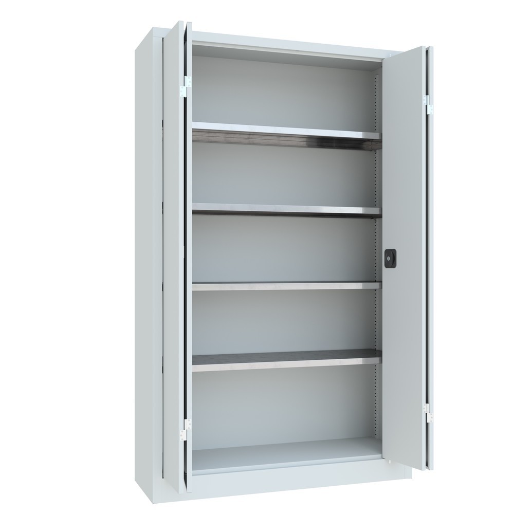 Produktabbildung Nr. 10: PAVOY Falttürenschrank mit 4 Fachböden, HxBxT 1.950 x 1.200 x 400 mm, lichtgrau, lichtgrau