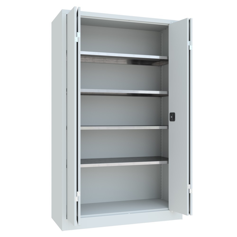 Produktabbildung Nr. 10: PAVOY Falttürenschrank mit 4 Fachböden, HxBxT 1.950 x 1.200 x 500 mm, lichtgrau, lichtgrau