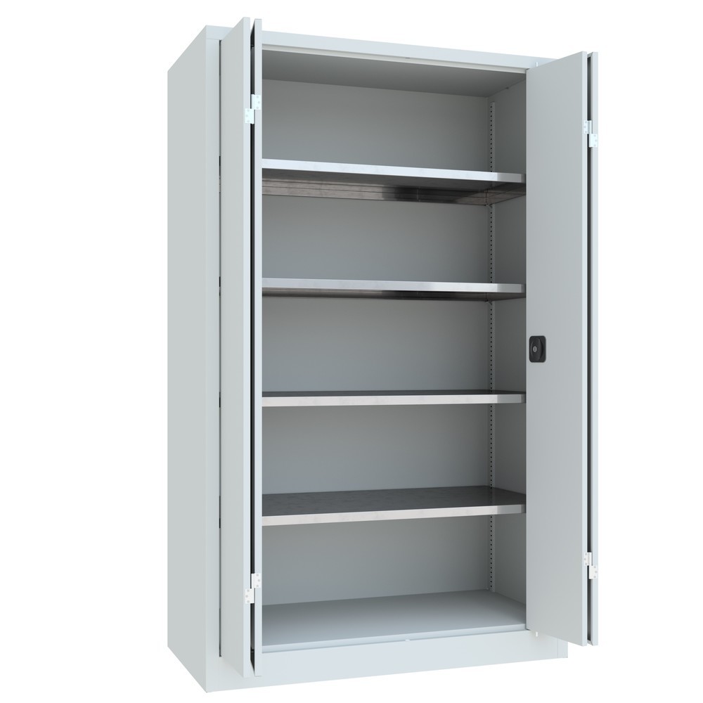 Produktabbildung Nr. 10: PAVOY Falttürenschrank mit 4 Fachböden, HxBxT 1.950 x 1.200 x 600 mm, lichtgrau, lichtgrau