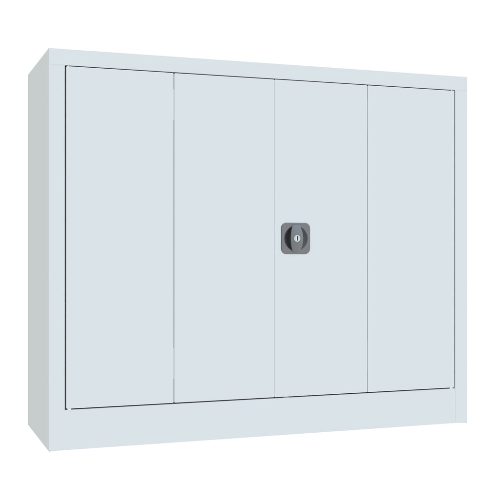 Produktabbildung: PAVOY Falttürenschrank mit 2 Fachböden, HxBxT 1.000 x 1.200 x 400 mm, lichtgrau, lichtgrau