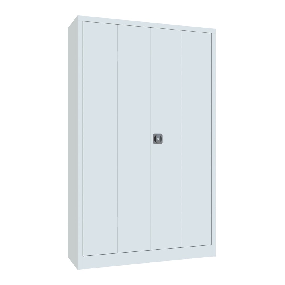 Produktabbildung Nr. 1: PAVOY Falttürenschrank mit 4 Fachböden, HxBxT 1.950 x 1.200 x 400 mm, lichtgrau, lichtgrau