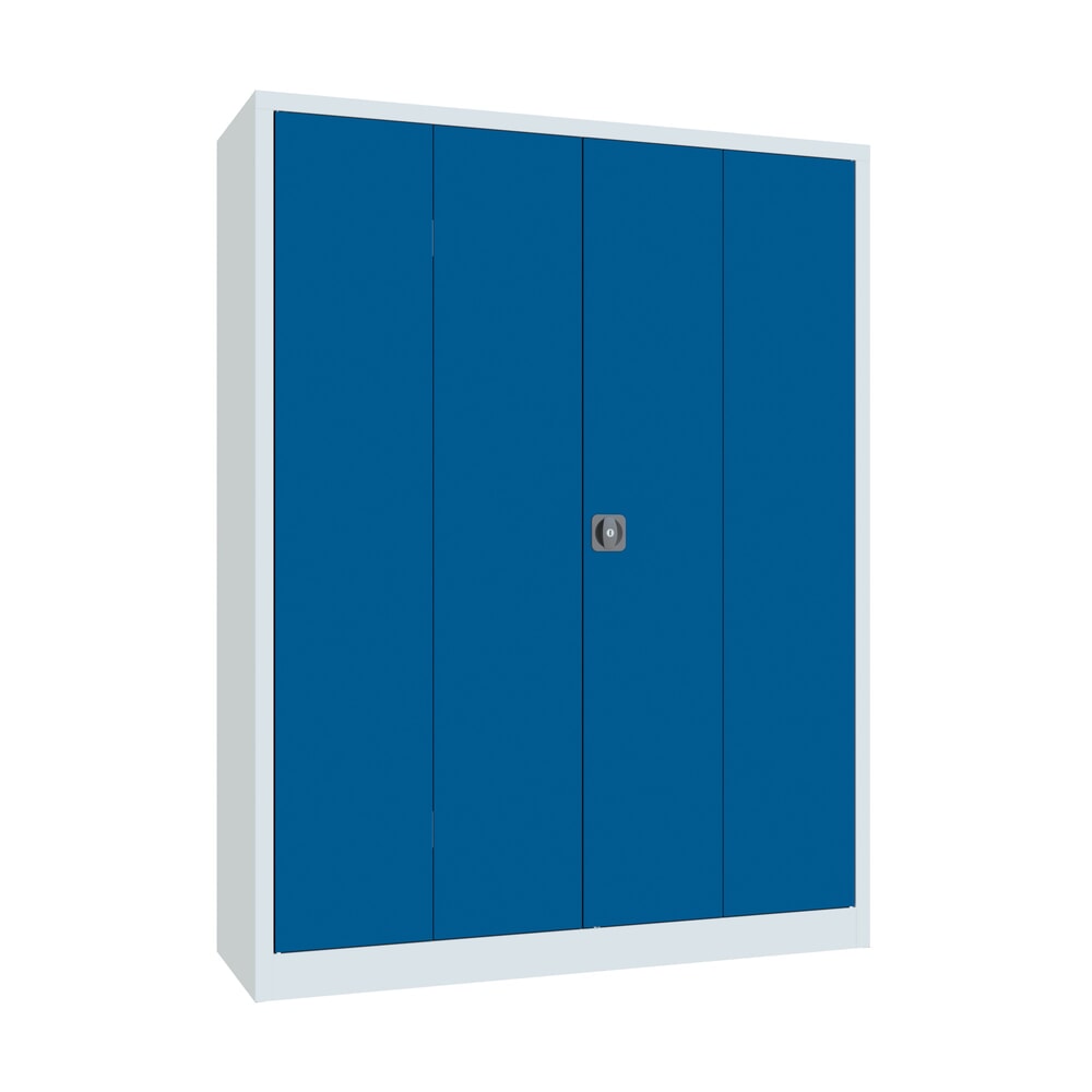 Produktabbildung Nr. 1: PAVOY Falttürenschrank mit 4 Fachböden, HxBxT 1.950 x 1.500 x 500 mm, enzianblau, lichtgrau