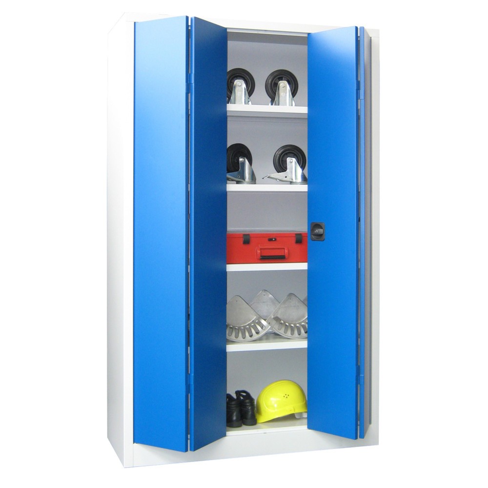 Produktabbildung Nr. 1: PAVOY Falttürenschrank mit 4 Fachböden, HxBxT 1.950 x 1.500 x 600 mm, anthrazitgrau, lichtgrau