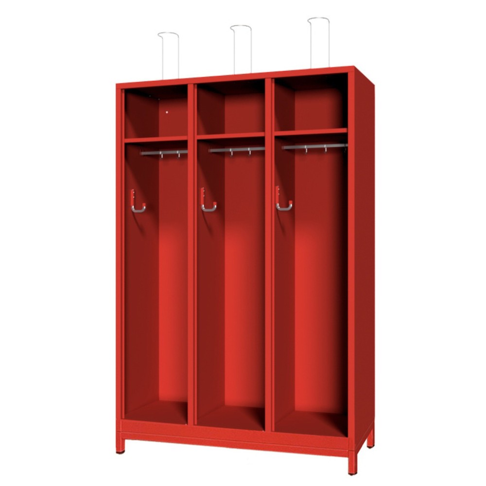 Produktabbildung Nr. 1: PAVOY Feuerwehrschrank mit Edelstahl-Helmhalter, Untergestell, 3tlg., AB 400, offenes Ablagefach