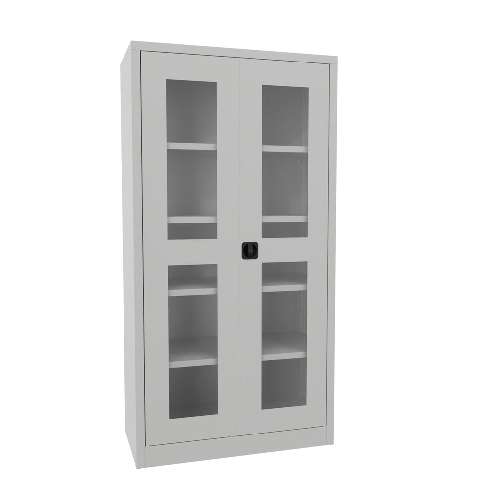 Produktabbildung: PAVOY Flügeltürschrank mit Sichtfenstern, HxBxT 1.950 x 1.000 x 500 mm, lichtgrau, lichtgrau