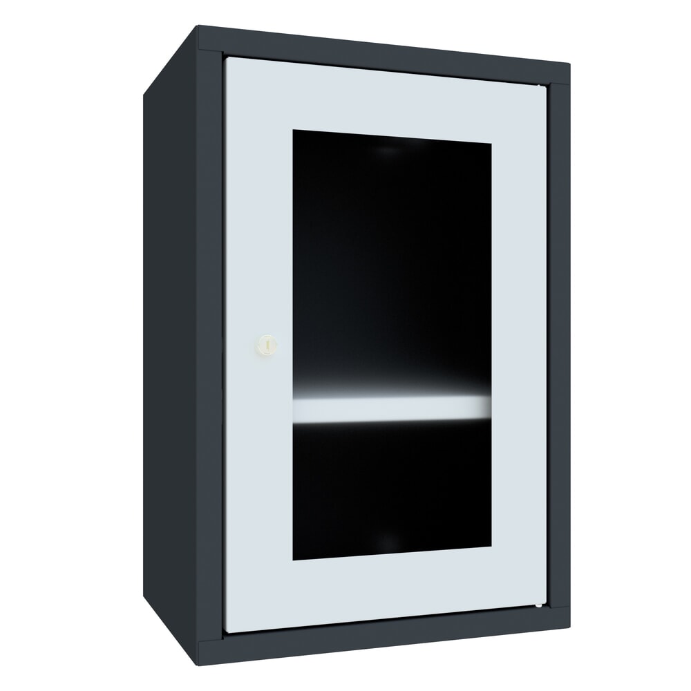 Produktabbildung: PAVOY Hängeschrank mit Sichtfenster, HxBxT 600 x 400 x 300 mm, lichtgrau, anthrazitgrau