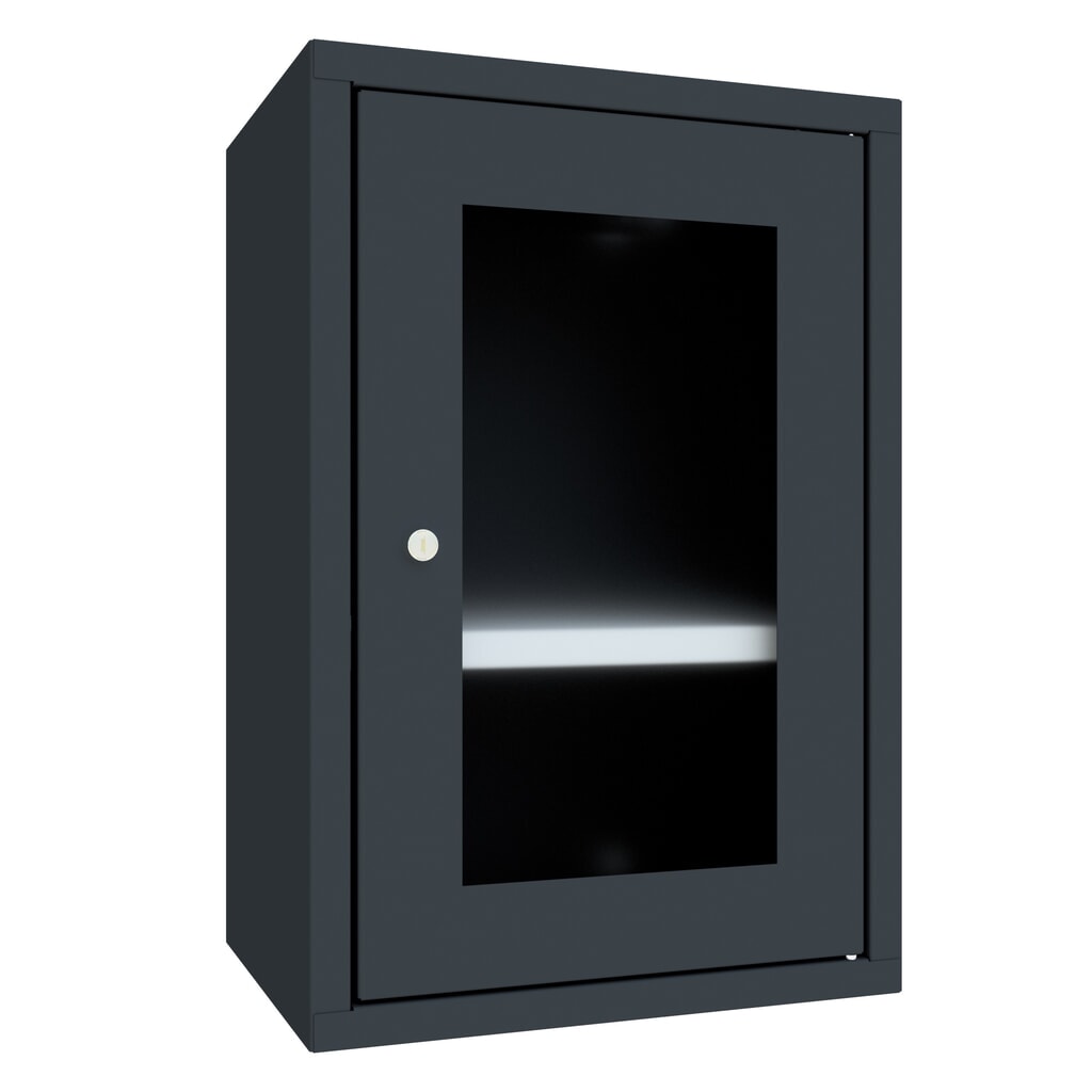 PAVOY Hängeschrank mit Sichtfenster, HxBxT 600 x 400 x 300 mm, anthrazitgrau, anthrazitgrau Produktabbildung: PAVOY Hängeschrank mit Sichtfenster, HxBxT 600 x 400 x 300 mm, anthrazitgrau, anthrazitgrau