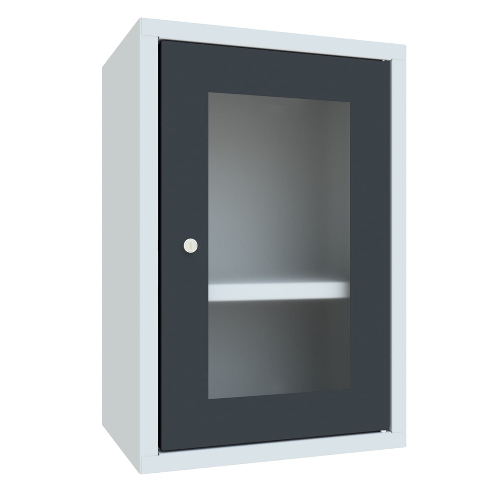 Produktabbildung: PAVOY Hängeschrank mit Sichtfenster, HxBxT 600 x 400 x 300 mm, anthrazitgrau, lichtgrau