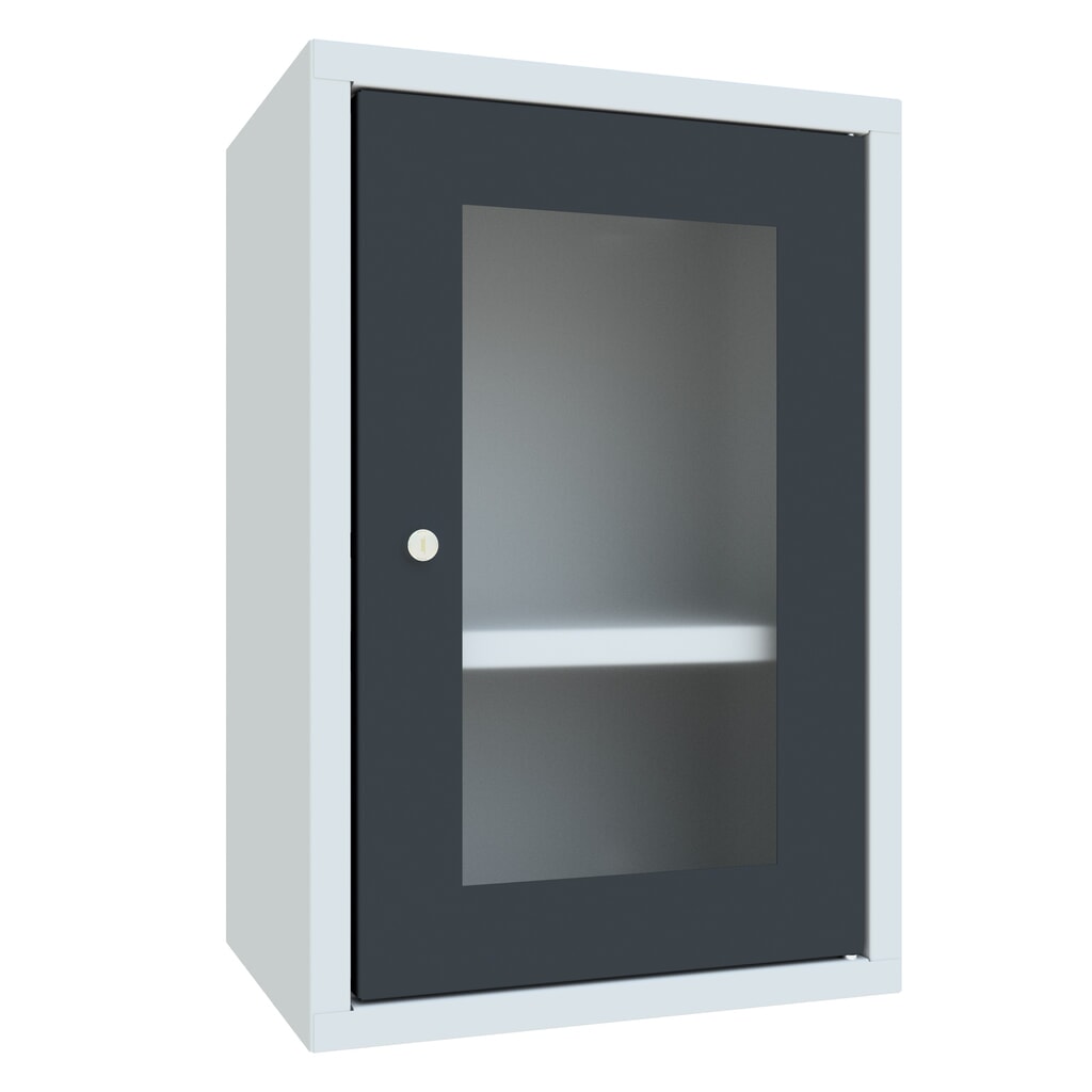 Produktabbildung: PAVOY Hängeschrank mit Sichtfenster, HxBxT 600 x 400 x 300 mm, anthrazitgrau, lichtgrau
