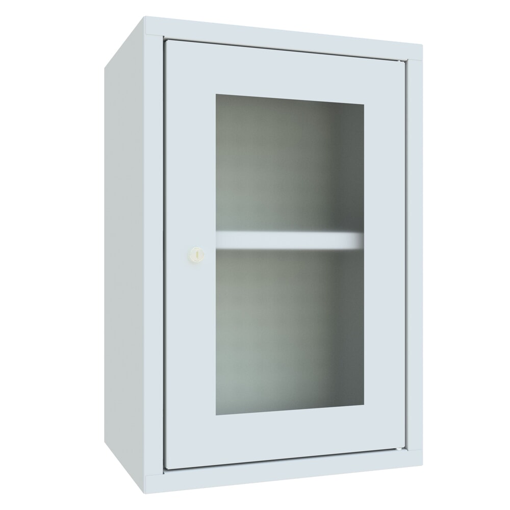 Produktabbildung Nr. 1: PAVOY Hängeschrank mit Sichtfenster, HxBxT 600 x 400 x 300 mm, Lochrückwand, lichtgrau, lichtgrau
