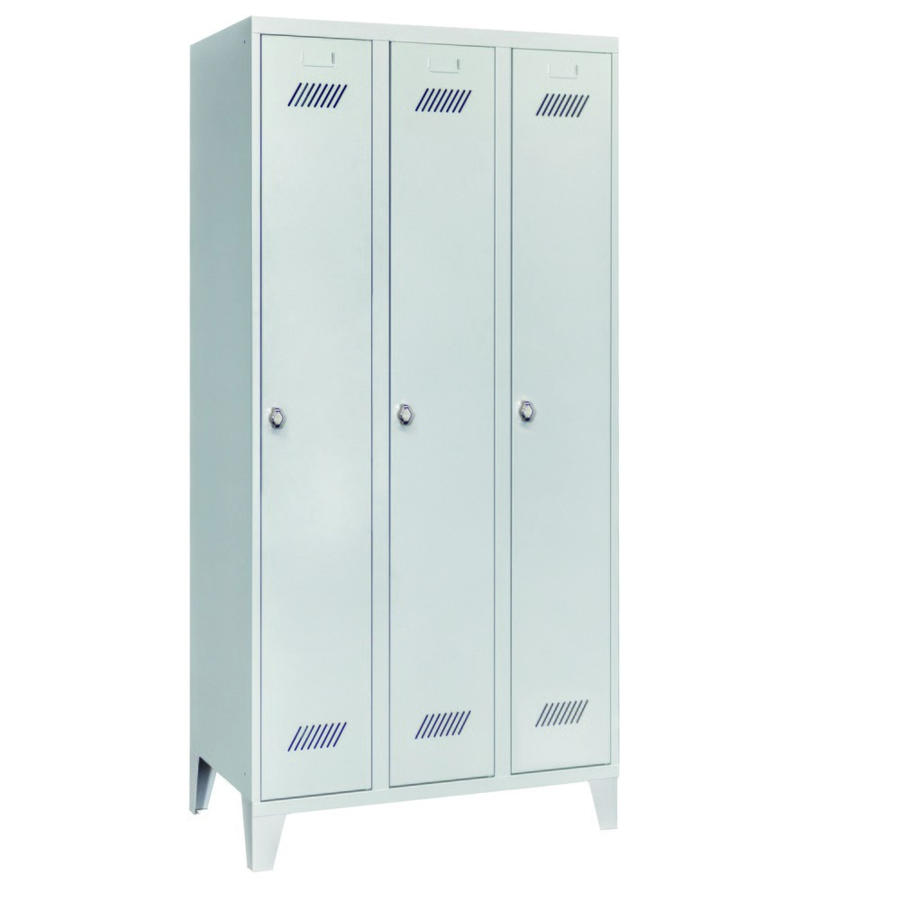 Produktabbildung Nr. 2: PAVOY Kleiderspind mit Füßen + Drehriegelverschluss, 3 Abteile, HxBxT 1.850 x 900 x 500 mm, lichtgrau, lichtgrau