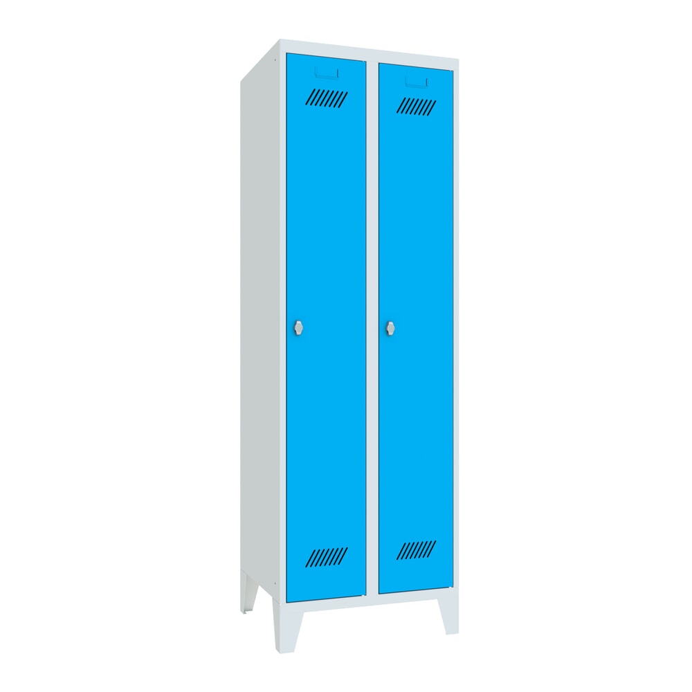 Produktabbildung Nr. 1: PAVOY Kleiderspind mit Füßen + Drehriegelverschluss, 2 Abteile, HxBxT 1.850 x 600 x 500 mm, lichtblau, lichtgrau