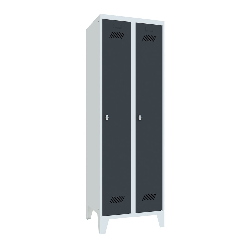 Produktabbildung: PAVOY Kleiderspind mit Füßen + Drehriegelverschluss, 2 Abteile, HxBxT 1.850 x 600 x 500 mm, anthrazitgrau, lichtgrau
