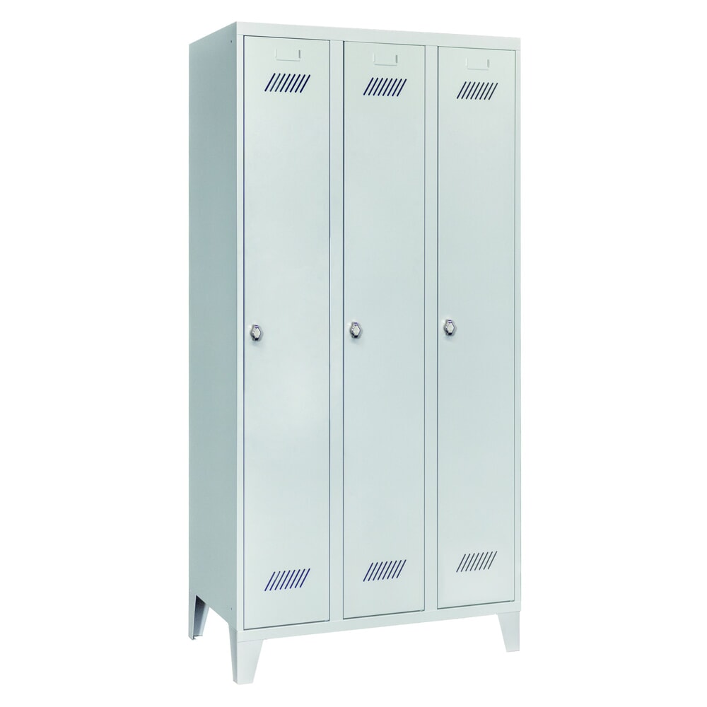 Produktabbildung Nr. 1: PAVOY Kleiderspind mit Füßen + Drehriegelverschluss, 3 Abteile, HxBxT 1.850 x 900 x 500 mm, lichtgrau, lichtgrau