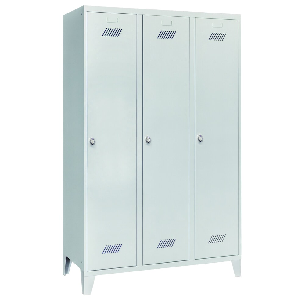 Produktabbildung Nr. 1: PAVOY Kleiderspind mit Füßen + Drehriegelverschluss, 3 Abteile, HxBxT 1.850 x 1.200 x 500 mm, lichtgrau, lichtgrau
