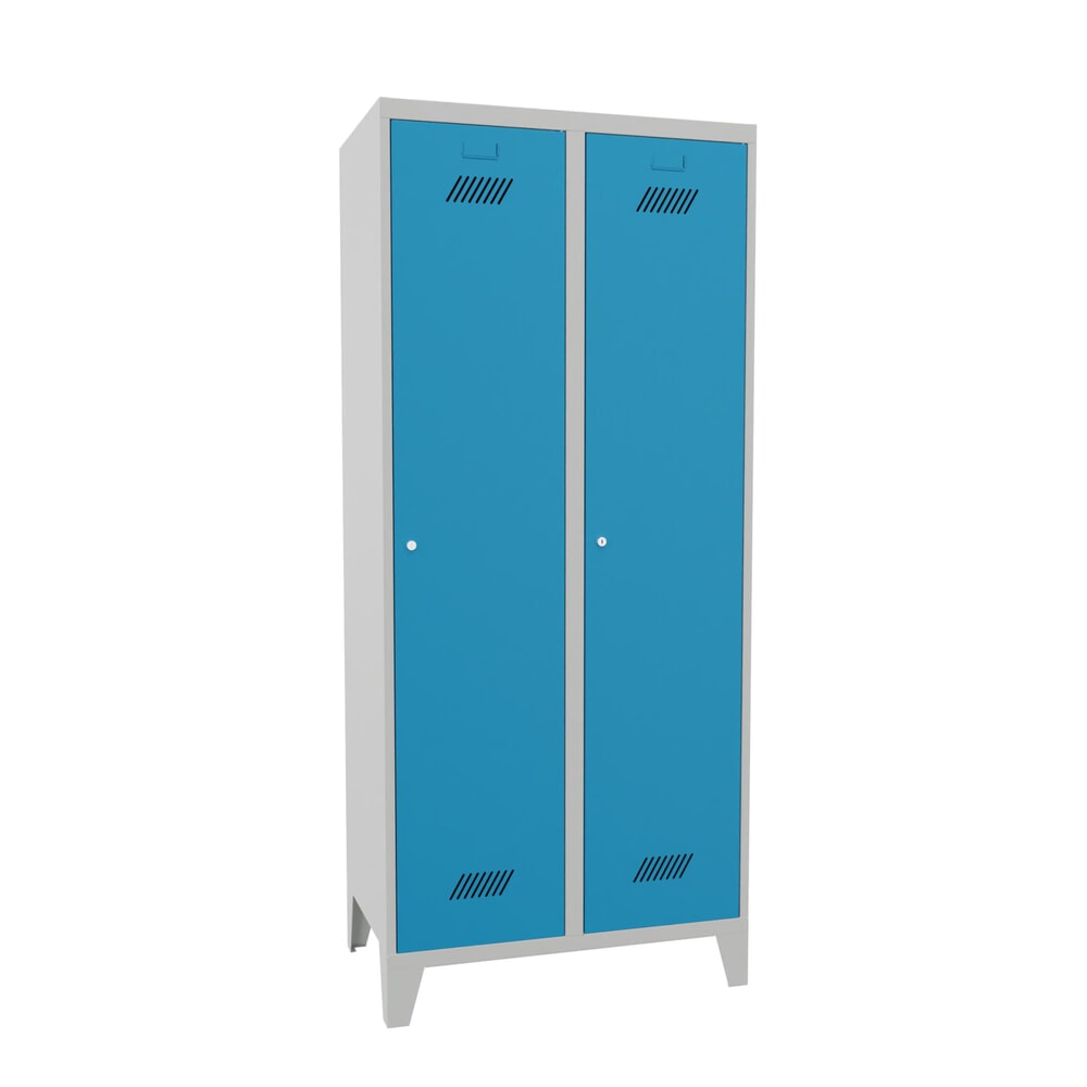 Produktabbildung: PAVOY Kleiderspind mit Füßen + Zylinderschloss, 2 Abteile, HxBxT 1.850 x 800 x 500 mm, lichtblau, lichtgrau