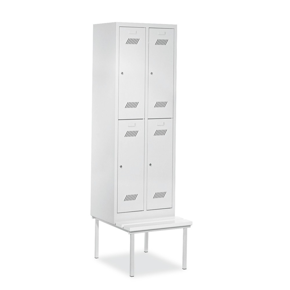 Produktabbildung Nr. 1: PAVOY Kleiderspind mit Sitzbank, 2-stöckig, 2 x 2 Fächer à 400 mm, Zylinderschloss, anthrazitgrau, lichtgrau