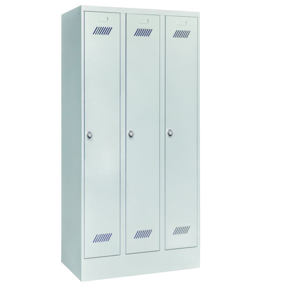 Produktabbildung Nr. 2: PAVOY Kleiderspind mit Sockel + Drehriegelverschluss, 3 Abteile, HxBxT 1.850 x 900 x 500 mm, lichtgrau, lichtgrau