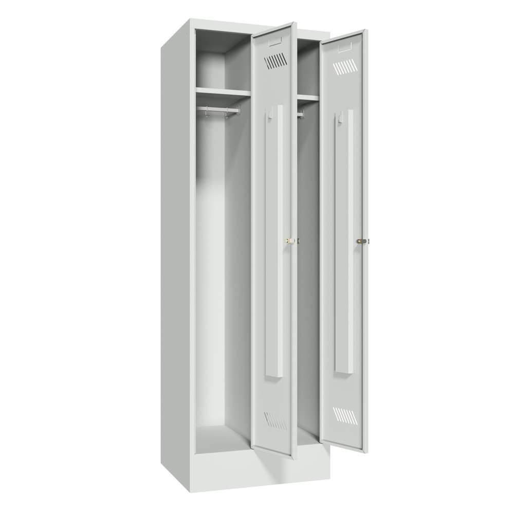 Produktabbildung Nr. 3: PAVOY Kleiderspind mit Sockel + Zylinderschloss, 2 Abteile, HxBxT 1.850 x 600 x 500 mm, lichtgrau, lichtgrau