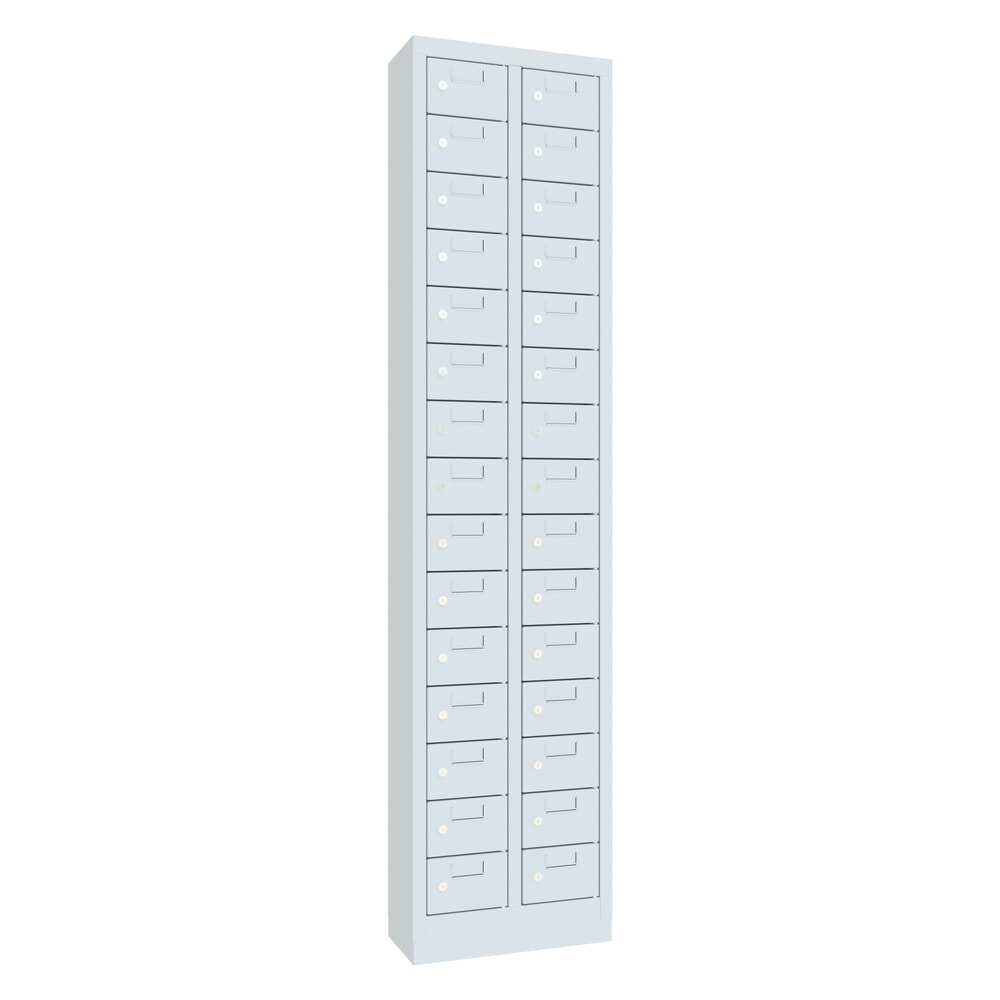 Produktabbildung Nr. 1: PAVOY Kleinfachschrank, 30 Fächer, HxBxT 1.950 x 460 x 200 mm, mit Etikettenrahmen, lichtgrau, lichtgrau