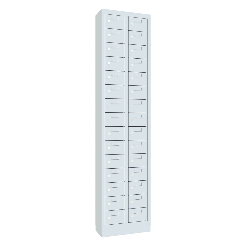 PAVOY Kleinfachschrank, 30 Fächer, HxBxT 1.950 x 460 x 200 mm, mit Etikettenrahmen, lichtgrau, lichtgrau Produktabbildung Nr. 1: PAVOY Kleinfachschrank, 30 Fächer, HxBxT 1.950 x 460 x 200 mm, mit Etikettenrahmen, lichtgrau, lichtgrau