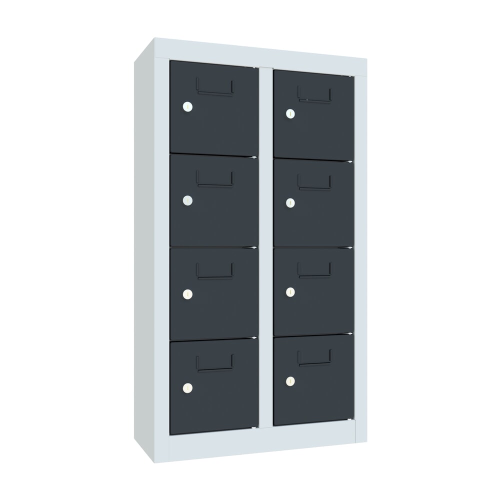 Produktabbildung Nr. 1: PAVOY Kleinfachschrank, 8 Fächer, HxBxT 815 x 460 x 200 mm, mit Etikettenrahmen, anthrazitgrau, lichtgrau