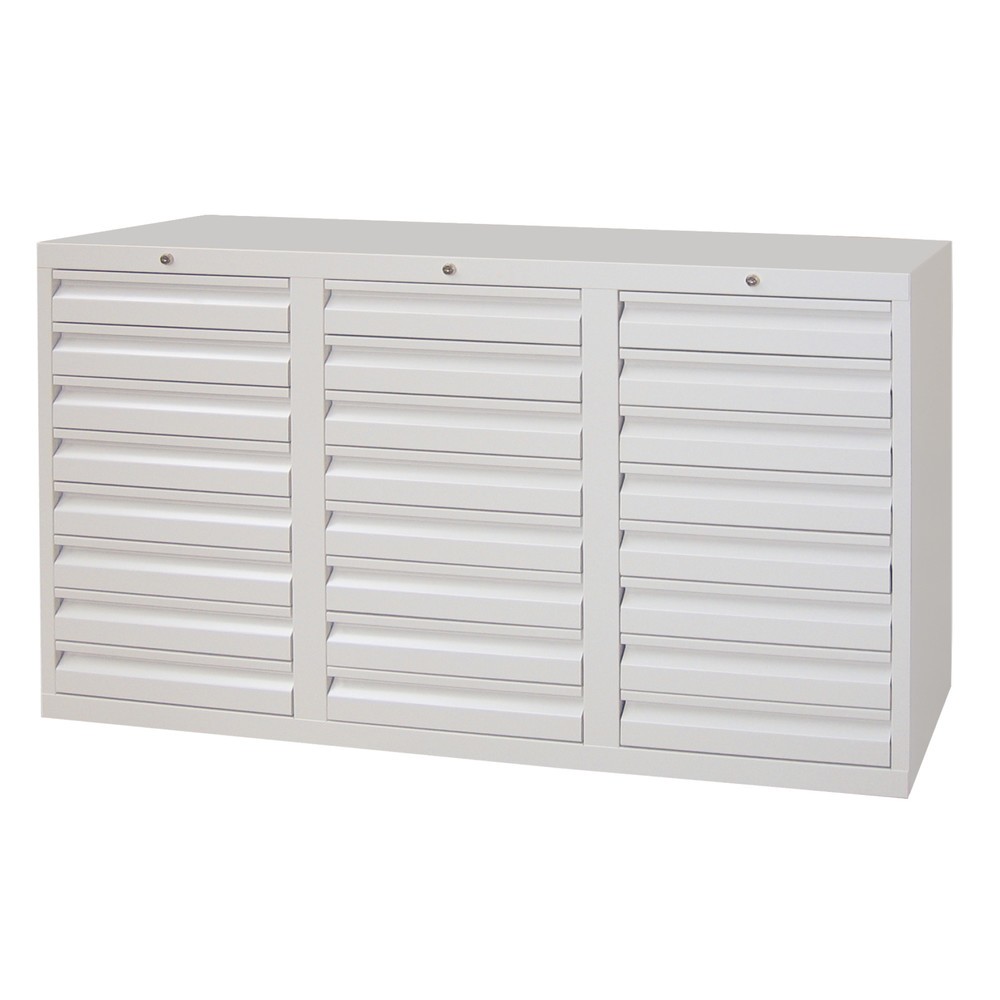 Produktabbildung: PAVOY Leichter Schubladenschrank, Gleitführung, Schubladen 24x100 mm, Breite 1.500 mm, enzianblau, enzianblau
