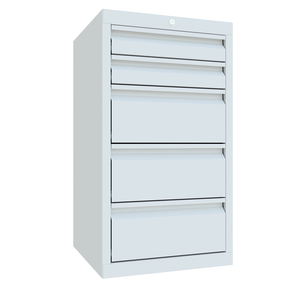 Produktabbildung Nr. 1: PAVOY Leichter Schubladenschrank, Rollenführung, Schubladen 2x100 + 3x200 mm, Breite 500 mm, lichtgrau, lichtgrau