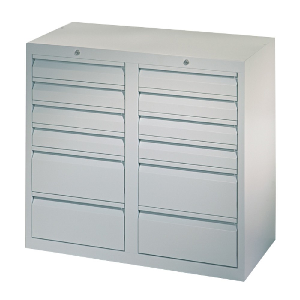 Produktabbildung Nr. 3: PAVOY Leichter Schubladenschrank, Gleitführung, Schubladen 8x100 + 4x200 mm, Breite 1.000 mm, enzianblau, lichtgrau