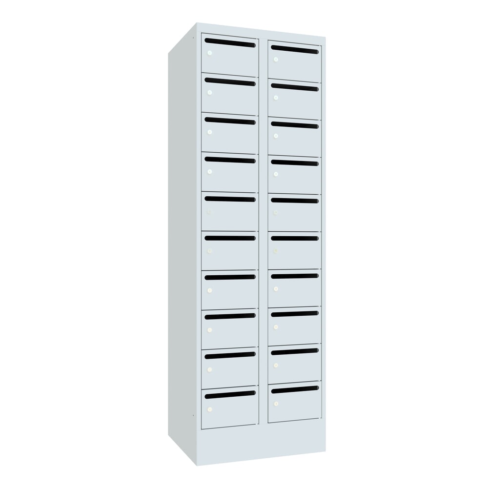 Produktabbildung Nr. 1: PAVOY Postverteilschrank, 2x 10 Fächer, HxBxT 1.850 x 600 x 500 mm, lichtgrau, lichtgrau