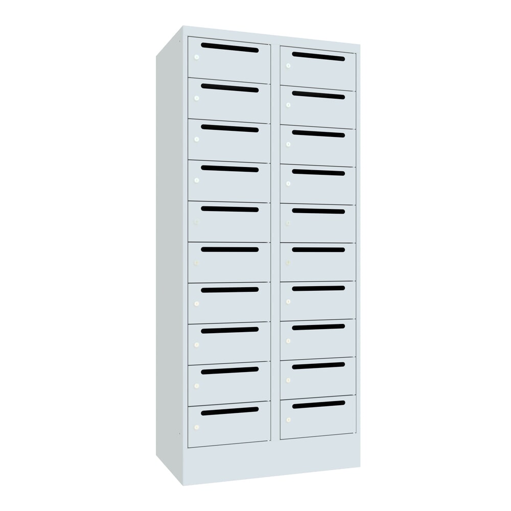 Produktabbildung Nr. 1: PAVOY Postverteilschrank, 2x 10 Fächer, HxBxT 1.850 x 800 x 500 mm, lichtgrau, lichtgrau